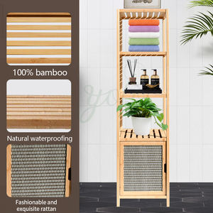 Nature Bambou Étagère à 4 Niveaux Étagère en Bois Offre Spéciale Moderne Nouveau Design Armoire de Rangement Stand Bois pour la Maison Salon Salle de Bain - Product Image 4