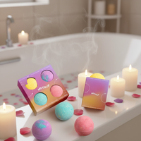 Boîte de rangement personnalisée en papier gaufré imperméable avec fermeture magnétique et revêtement UV pour coffret cadeau de bombes de bain de luxe - Éponge écologique