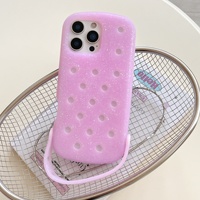 Coque de téléphone portable en silicone souple avec protection 360° pour iPhone 15 Pro/14 Plus, poudre flash violette, création DIY, coque à trous