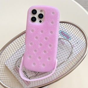 Per <span class=keywords><strong>iPhone</strong></span> 15 Pro/<span class=keywords><strong>14</strong></span> <span class=keywords><strong>Plus</strong></span>, custodia creativa fai-da-te in silicone morbido con polvere viola brillante e foro, protezione a 360° - Product Image 6