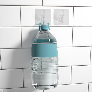 Porte-manteau mural en PVC transparent et acier inoxydable, auto-adhésif, crochet pour sac, chapeau, salle de bain, salon - Product Image 2