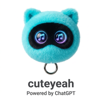 Porte-clés électronique en peluche Cyan Tech ChatGPT, style technologique, lentille lumineuse, réveil par pression, recherche d'informations, faible MOQ, OEM disponible