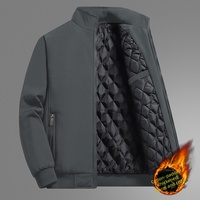 Blouson d'hiver pour homme, rembourré, doublé en polaire, épais, chaud, col montant, coupe-vent, uni, bleu marine, veste décontractée