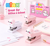 Mini Agrafeuse Tête de Chat Mignonne MIAX, Boîte de Présentation de 16 Pièces, Papeterie Kawaii pour l'École, le Bureau et les Cadeaux