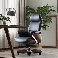 Chaise de bureau ergonomique moderne en cuir, chaise de direction à dossier haut pivotante pour les collections de mobilier de bureau tout-en-un