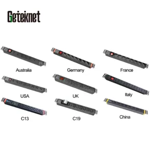 1u 19 pouces noir européen allemand 8 voies montage en rack Pdu prise d'unité de distribution d'alimentation pour centre de données