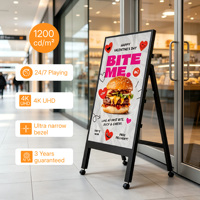 Écran LCD commercial 16:9 de 32 à 75 pouces, 1200 nits, affichage de menu, signalisation numérique pour la publicité et l'information en intérieur