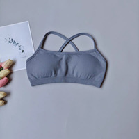 Soutien-gorge de sport léger pour femme, style européen et américain, à maintien élevé, sans coutures, motif uni, bretelles croisées, en nylon et élasthanne, triple maintien