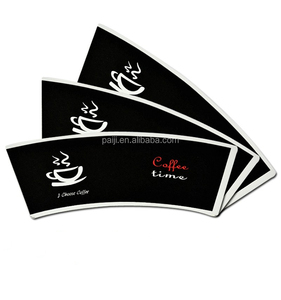 Ventilador de papel recubierto de PE para llevar tazas de café, impresión negra en un fondo blanco, 6oz, pared aislada, troquelado, Stock - Product Image 3
