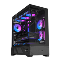 Boîtier de jeu PC AOJIE avec écran LCD, boîtier de jeu ATX de taille moyenne, boîtier de jeu Micro Desk, châssis de boîtier d'ordinateur en verre trempé
