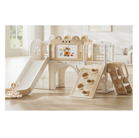 Nouvelle combinaison toboggan en plastique pour enfants, avec mur d'escalade intérieur pour tout-petits, tableau de dessin et jeu de lancer d'anneaux musical interactif, pour usage scolaire et en maisonnette de jeu
