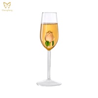 Verre à vin bohème avec fleur de rose 3D, ensemble de verres à champagne pour mariage, anniversaire, fête