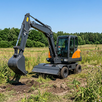 Alat Berat Excavator Berkualitas Tinggi dengan Mesin EPA dan EuroV, Excavator Roda Hidrolik 6 Ton untuk Dijual