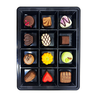 Barquette carrée en blister biodégradable de qualité alimentaire PET personnalisable et recyclable pour chocolaterie, insert pour viande et fruits