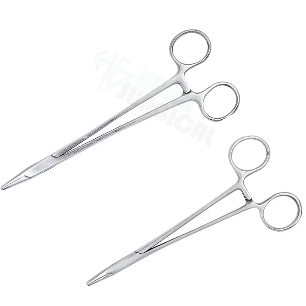 High Quality 1pc Stainless Steel Surgical Forceps Tool Hemostatic Forceps Pliers Straight/Elbow Tips Needle Holder