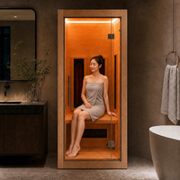 Salle de sauna infrarouge avancée pour 1 personne, en cèdre rouge, spectre complet, faible EMF, chauffage, spa à domicile, système de relaxation et de soulagement du stress
