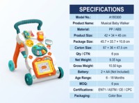 Marche-bébé multifonctionnel 3 en 1 pour tout-petits avec musique et lumière, poussette à pousser pour passer de la position assise à la position debout, pour les enfants de 6 mois et plus