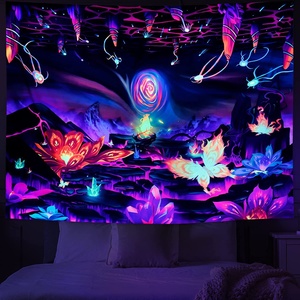 Hippie Hippy Scooby Esthétique UV Réactif Violet Tapisseries Glow In The Dark Art Wall Party Decor - Product Image 4
