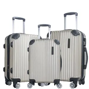 Contoh gratis tas Travel ABS kualitas tinggi set 3 buah koper bagasi ABS koper keras bawaan keras PC ABS