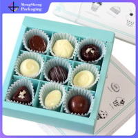 Boîte de chocolat à neuf grilles avec revêtement UV en carton personnalisé Poignée de cadeau de truffe Emballage de boîte de chocolat Boîte cadeau de luxe