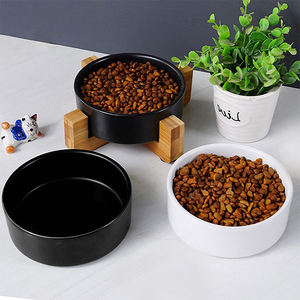 Protection personnalisée de la colonne cervicale de l'animal, bol en céramique en acier inoxydable pour chien et chat avec support en bambou - Product Image 5