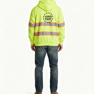 Salut vis sécurité <span class=keywords><strong>sweat</strong></span> à capuche réfléchissant <span class=keywords><strong>sweat</strong></span> zippé pour hommes Construction <span class=keywords><strong>travail</strong></span> en plein air impression broderie Logo manches amovibles - Product Image 2