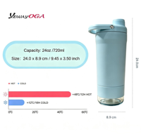 Bouteille isotherme YEWAYOGA 24 oz avec compartiment de mélange intégré pour poudre de protéines, gourde de sport pour le fitness