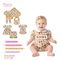 Ensemble 2 pièces pour filles : Robe smockée à imprimé feuilles de citrouille et short à volants, broderie personnalisée, vêtements d'automne pour tout-petits