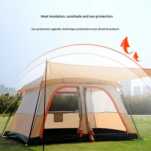 Neues Vier-Jahreszeiten-Doppelschicht-Einzelschlafzimmer-Outdoor-Familien-Campingzelt mit zwei Türen, Foyer, wasserdicht, Sonnenschutz, Stahlrahmen, groß - Product Image 5