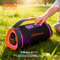 Enceinte portable d'extérieur, 130W, prête pour le karaoké, avec subwoofer, Bluetooth 5.4, éclairage RGB, égaliseur/DSP, et deux microphones inclus