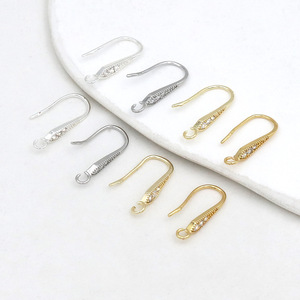 18k gold-plated copper with zircon setting, polished U-shaped ear <b>hooks</b> with pearls, DIY handmade <b>earring</b> accessories A02 - Product Image 1