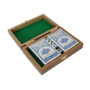 MDF Wooden Box Poker Set with Two Decks of Cards and Five Dice Ideal for Poker Lovers and Beginners, Customization Available