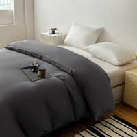 Housse de couette en polyester uni, douce pour la peau, toutes saisons, lavable et anti-boulochage