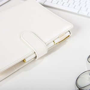 Carpeta de anillas bonita personalizada de 6 anillos dorados, tamaño A6, planificador diario de cuero PU, cuaderno transparente, sobres de efectivo, regalo de recarga - Product Image 3