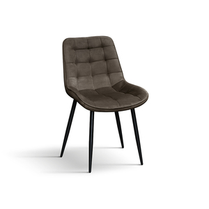 Set di 4 sedie Patrizia in velluto marrone con gambe in metallo, sedie da pranzo per interni - Product Image 1