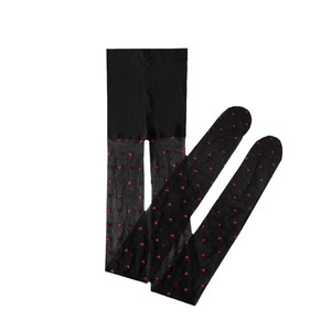 Rouge <span class=keywords><strong>Petit</strong></span> Amour Jacquard <span class=keywords><strong>Coeur</strong></span> Point Sheer Sexy Femmes Portant Des Collants Sans Couture Collants - Product Image 5
