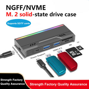 Kotak SSD M.<span class=keywords><strong>2</strong></span> Multifungsi Aluminium Baru Hub Hard Drive NVME/NGFF Docking Kartu TF/SD Protokol Ganda Antarmuka USB-C+USB-A - Product Image 2