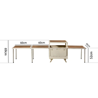 Boîte de rangement extérieure portable pliable, grande table de camping avec porte latérale ouvrante et bac de rangement et d'organisation