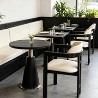 Ensemble de table et chaises de restaurant commercial personnalisé, style occidental, pour café, avec banquette murale, tables à cadre métallique, design moderne