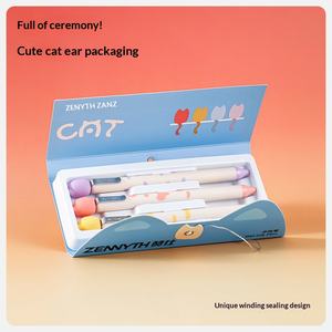 Stylo Zanshi Cat Pen Série Fleur, ludique et amusant, pour la décompression, séchage rapide, CS Double Beads 0.5mm, pour étudiants, en plastique - Product Image 4
