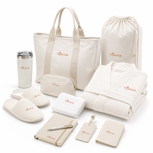 Corporate Marketing Ideas Gift Travel Mug Robe Slippers Notebook Promo Items Towel Sleep Mask Toiletry <b>Bag</b> Event Custom Swag - Product Image 1
