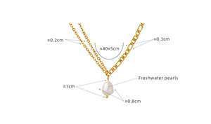 PVD 18K Gold Plated Stainless Steel Figaro Chain with Freshwater Pearl Pendant <b>Choker</b> Necklace | Hypoallergenic & Waterpoof - Product Image 5