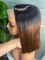 Perruques SDD en cheveux humains vietnamiens Remy, coupe bob 5x5, sans colle, avec dentelle frontale, couleur brun clair, pour femmes noires