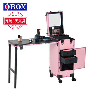 Estuche de maquillaje Obox Pink 2024 con ruedas giratorias universales, caja de almacenamiento expandible para herramientas de belleza, arte de uñas y uso doméstico. - Product Image 5