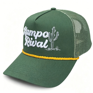 Gorra Trucker de 5 Paneles con Logotipo Personalizado al por Mayor, Estilo <span class=keywords><strong>Kampo</strong></span> Rival Cactus Western Vintage, Verde Oliva, con Cuerda Frontal - Product Image 2