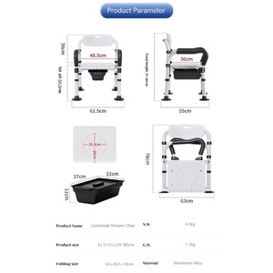 shower bath toilet chair Seat price for the elderly Portable Armrest cross folding heavy Adjustable Flip Up equipment Bathing - Product Image 6
