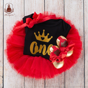 Trajes de 1 ° cumpleaños para bebé, vestidos de 1 año para niña, pelele para fiesta de cumpleaños para niño, tutú de bautizo, <span class=keywords><strong>traje</strong></span> de 4 Uds. - Product Image 4