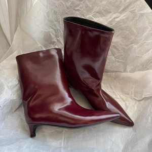 Botas de tacón alto de cuero genuino personalizadas, a la moda, novedad 2026, estilo retro, rojas, con punta, tipo stiletto, hasta el muslo, cómodas y con malla. - Product Image 1