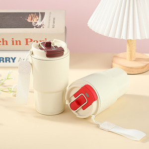 Dual Drink <b>Coffee</b> Cup 316 Stainless Steel Insulated Portable Water <b>Bottle</b> With Straw Travel Use - Product Image 1