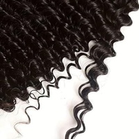Rambut Asli Remy Keriting Model Deep Wave Boho Braids, Bundel Rambut Asli untuk Kepang Tanpa Weft, Rambut Asli Keriting untuk Kepang